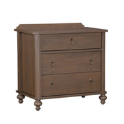 My Texas House Hartwell 3 Drawer Nightstand with USB Ports and Outlet, Heritage Oak Finish, Wood Composite, Rectangular, 453841