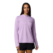Columbia Tidal Tee 1/4 Zip Women's Long Sleeve Shirt, Omni-Wick Moisture Management, UPF 50 Sun Protection, Hydrangea/Black Logo, Large, 198779