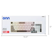 Onn Wired RGB Backlit Computer Keyboard, Membrane Design, Arctic White, 96 Keys, USB Connection