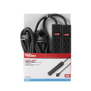 Hyper Tough 10630LBFP Indoor 6-Outlet 8ft with Braided Cord, 2 Pack, Black