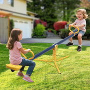 LCOKEIY Kids Seesaw, 360 Rotating Teeter Totter, Blue and Yellow, 75 in, 200 lbs Capacity