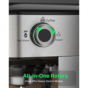 HBN Semi Automatic Espresso Machine, 20 Bar Pressure, Steam Wand, Stainless Steel Coffee Maker, 1450W, Black