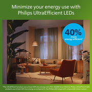 Philips Ultra Efficient LED Light Bulb, 60W Equivalent, A19, Soft White 2700K, Dimmable, Clear Frosted, E26 Base, 4-Pack, 592436
