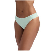 Under Armour Women's 3-Pack Pure Stretch No Show Thong Underwear, Enamel Blue Print, X-Large