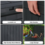Gianna JBX 31 Gallon Resin Deck Box, Waterproof UV Resistant Outdoor Storage Box for Garden, Indoor, Wisteria Black