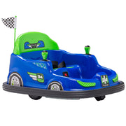 Flybar Kid Trax 6V Bumper Car Ride-On Toy, Blue, 360 Spin, LED Lights, Soft Foam Bumpers, Safety Seat Belt