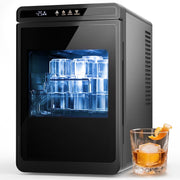 Goosiay Clear Craft Countertop Ice Cube Maker, 1.6-Inch Large Crystal Clear Slow-Melt Cubes, 172 Pcs/Day, Self-Cleaning, Stainless Steel, 5931B