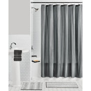 Mainstays TXT-BTH-15PC-WM Textured Grey 15 Piece Shower Curtain & Rug Bath Set, 70x 72, Grey