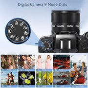 XLURC W05-1-8K Digital Camera for Photography 8K Vlogging Camera for Youtube Dual-Lens 16X, Blsck