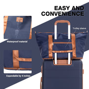 Travelhouse TH6608-6NB 6 Piece Hardshell Luggage Set With TSA Lock Spinner Wheels, Blue-Brown