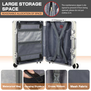 AMZFUN 20 Inch Carry On Luggage, Aluminium Frame, PC ABS Hard Shell, No Zipper with Double TSA Locks, White, HH-802-28-WHITE
