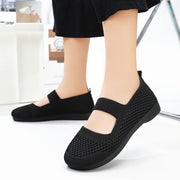 NOKIO Women Running Shoes, Breathable Knit Uppers, Soft Orthopedic Arch Support, Slip-On Sneakers, Wide Fit, Black