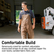 Berne Heartland Unlined Washed Duck Bib Overall, Bark, 42W x 28L, Durable 12 oz Cotton Workwear with Adjustable Elasticized Bib Straps, Reinforced Knees, Multiple Pockets, B1068