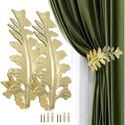 Bitray HX0670 Gold Vintage Big Leaf Curtain Tiebacks, Zinc Alloy, Durable Curtain Holdbacks for Drapery, 2pcs