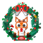 Brickcraft Rudolph The Red-Nosed Reindeer Light-Up Holiday Wreath Building Bricks Set, 526 Pieces, Red Green Gold, BKC
