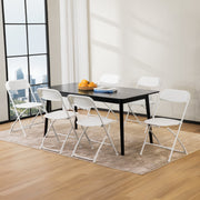 Nazhura Folding Chairs Portable Lawn Chairs for Kitchen and Dinning Room Metal and Plastic Set of 6, White