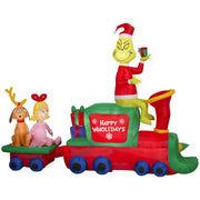 Gemmy Dr. Seuss Airblown Inflatables Grinch Train Inflatable Christmas Decor, 9'