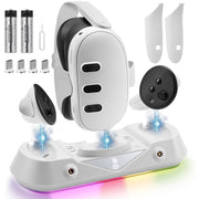 Prociv Magnetic Fast Charger Dock for Meta Quest 3 with RGB Light, Includes 2 High-Capacity Rechargeable Batteries