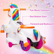 TRANSLINK 12V Unicorn Ride On Car with Music, Up and Down Motion, Electric Pony for Kids Ages 2-6, Rainbow