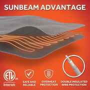 Sunbeam Electric Heated Throw Blanket, Neutral Plaid, Super Soft Microplush, 4 Heat Settings, Oversized 60x80