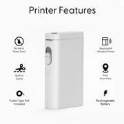 Core Innovations Wireless Thermal Portable Handheld Label Maker with Bluetooth, Built-In Cutter, Starter Label Rolls, White, CPLM10