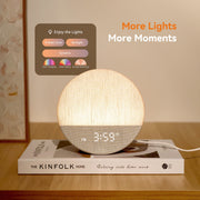 Dreamegg Sunrise Alarm Clock with App Control, Adjustable Mood Lighting, 34 Soothing Sounds, Digital Round Tabletop Clock, White, DG-D26APP-WHITE