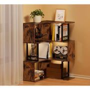 Easoger Corner Bookshelf, Wooden Corner Shelves Categorized Storage Convenient