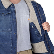 Carhartt Men's Relaxed Fit Denim Sherpa-Lined Jacket, Beech, X-Large Tall, 106323