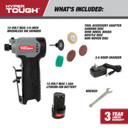 Hyper Tough 80070 Max Brushless 12V 1/4-inch Cordless Die Grinder with 1.5AH Lithium-Ion Battery and Charger