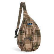 Kavu Polar Sling Bag, Timber Plaid Micro Fleece, Adjustable Rope Shoulder Strap, Padded Back, 10L Capacity, 9334-2358