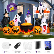 Ayieyill 8.5FT Halloween Inflatable Pumpkin Ghost Family with Built-in LED Lights, Outdoor Yard Decoration, Polyester