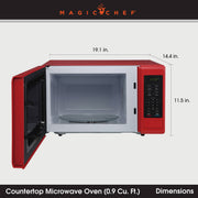 Magic Chef Countertop Microwave Oven, 0.9 Cu Ft, 900 Watts, Digital Touch Controls, Child Safety Lock, Red, MC99MR