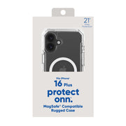 Onn. WIBCLR100149694 MagSafe Compatible Rugged Phone Case for iPhone 16 Plus - Clear