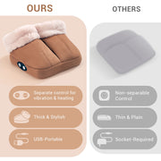 Mynt Foot Warmer with Vibration Massage, Plush Suede and Wool, Fast Heating, Gray, Fits Up to US Size 13