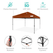 Best Choice Products 8x8ft Easy Setup Pop Up Canopy with One-Button Setup, Wheeled Carrying Case, 4 Weight Bags, Rust, SKY7813