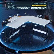 Homall T-GDLBK L-Shaped Gaming Desk 51.2 Inches Corner Office Gaming Desk, White Wood