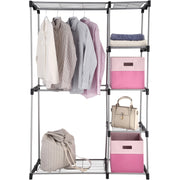Mainstays 4-Shelf Metal Wire Closet Organizer System with 2-Tier Clothes Rack, Black and Silver, Freestanding