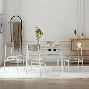 Ktaxon 5 Pieces Dining Table and Chair Set With 4 Chairs, Oak