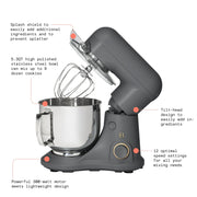 Beautiful 19114 5.3 Qt Stand Mixer, Lightweight & Powerful with Tilt-Head, Oyster Gray by Drew Barrymore