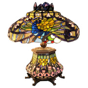 Warehouse of Tiffany 2954#LSH Tiffany-style Peacock Lantern Table Lamp