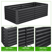 FOOWIN Outdoor Metal Raised Garden Bed,8x4x2ft Planter Box for Vegetables,Flowers,Herbs