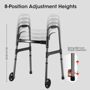 MaxKare Folding Walker with Dual 5-Inch Wheels, Adjustable Height 30.5