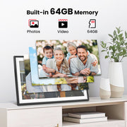TEMASH 64GB Digital Photo Frame, 15.6 Inch FHD IPS Touchscreen, WiFi Enabled, Auto Rotate, Black with White Mat