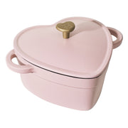 Beautiful 2QT Cast Enamel Heart Dutch Oven, Pink Champagne