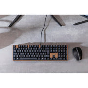 Cherry KC 200 MX Mechanical Office Keyboard with MX2A Brown Switches, Bronze and Black, USB-A, Durable Metal Plate Frame