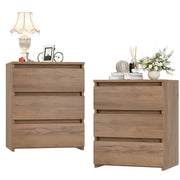 Homfa 1055707 3 Drawers Nightstand Set of 2, Wood Grain Small Sofa Table with Ample Storage