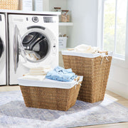 Better Homes & Gardens BH55361884350AA Resin Poly Rattan Laundry Basket w/Removable Liner, Natural Beige