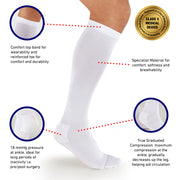 Neo G Post Surgical Knee High Anti-Embolism Stockings (18mmHg) - Large, White - Microfiber Material