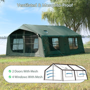Waldmate Inflatable Camping Tent, Waterproof 3000mm Oxford Fabric, Windproof, Easy Setup with Hand Pump, Green, Fits 4-12 People