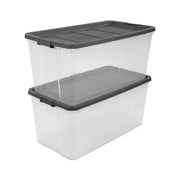 Sterilite 200 Qt. Stacker Box Plastic, Flat Gray, Set of 3